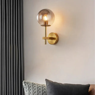 Gold-plated wall sconce with smoked glass shade E27 – 15×30cm