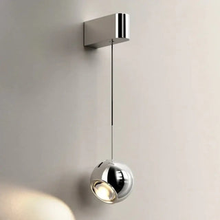 Silver suspended ball wall sconce IP65 – warm side angle