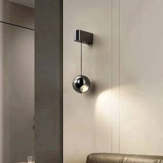 Suspended glass ball wall sconce G9 5W black – front view