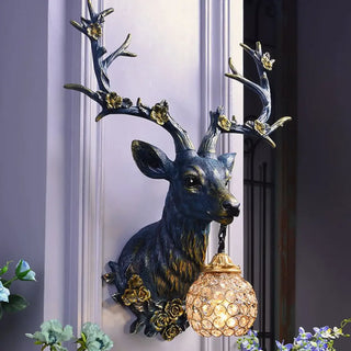 Floral deer head sconce – white modern art deco side view