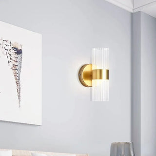 Transparent and gold 2-light wall sconce E14 10W – bedroom 7×22cm