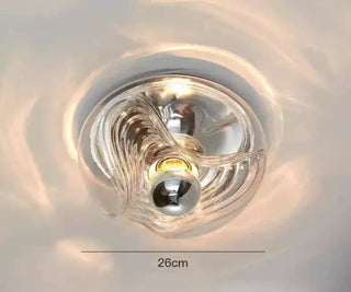 Clear hand-blown glass wall light bedroom accent 26cm