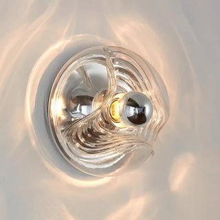 Blown glass wall light clear gray transparent close-up