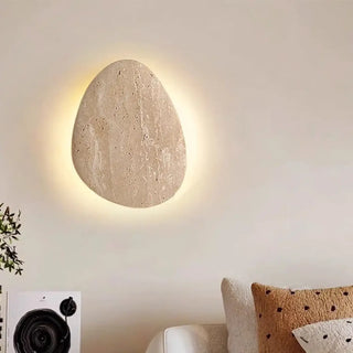 Beige travertine stone wall sconce E14 12W – organic natural texture