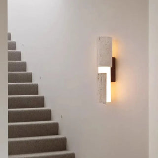 Up down travertine wall sconce LED 8x30cm side view