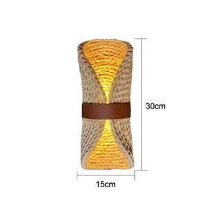 TRENA rattan wall sconce hallway installed
