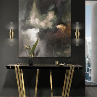 TUBY gold brass glass tube wall light close-up