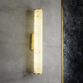 Marble tubular wall sconce G9 6W white S size 8x26cm – front