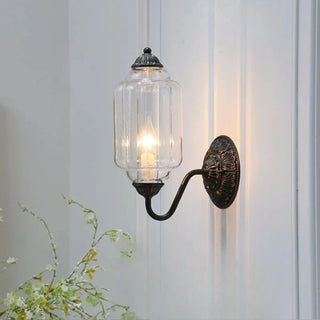 Vintage colored glass wall sconce E14 transparent – elegant front view