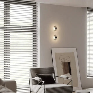 Halo glass effect sconce side view – silver aluminum 3000K interior