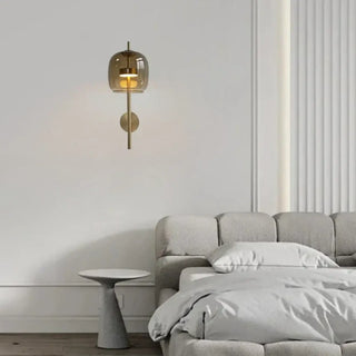 Smoked glass wall sconce – grey amber LED IP65 front