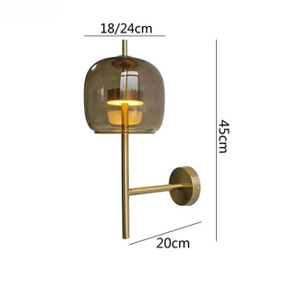 Amber glass wall light – LED IP65 side view 45cm