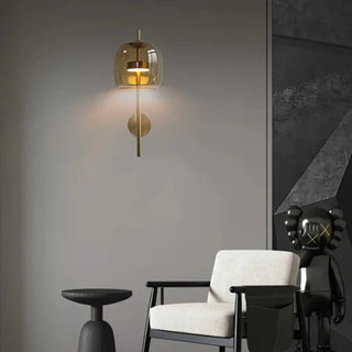 Glass wall light amber – LED IP65 Scandinavian 18cm