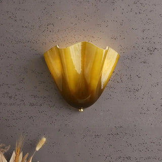 Shell glass wall lamp E27 – green brown beige IP65