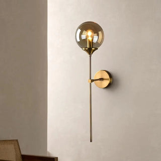 Smoked glass wall light close-up diffused 3000K glow