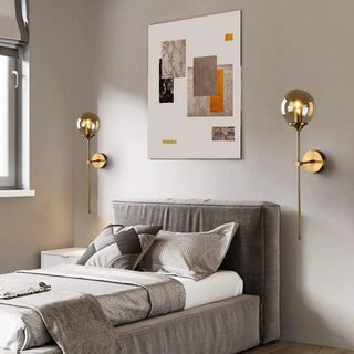 Vintage bronze smoked glass sconce – warm intimate side angle