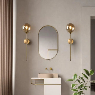 Smoked glass wall sconce E27 bronze 15x60cm – front view
