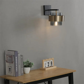 VELAI brass glass wall light installed living room