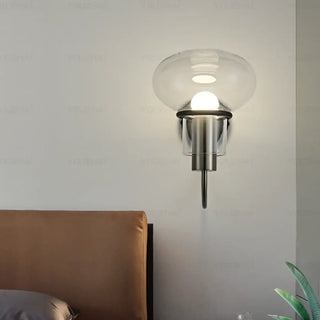 Blown artisan glass wall light – side angle