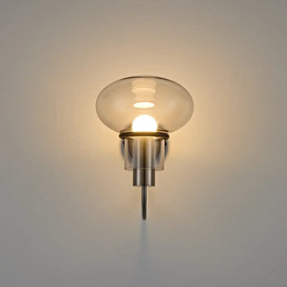 Blown hand-blown glass wall sconce close-up transparency