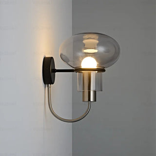 Blown glass metal wall sconce artisan design – front view