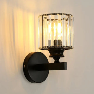 Black glass wall light E27 7W modern elegant 24cm