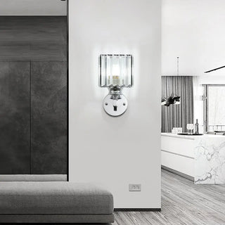 Transparent glass wall sconce E27 7W silver chic
