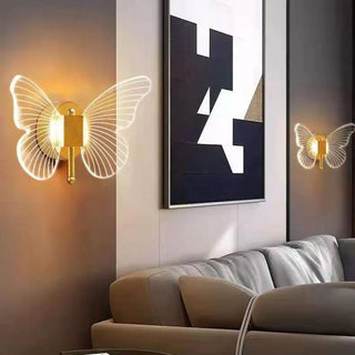 Butterfly wall lamp gold – decorative vintage bedroom light