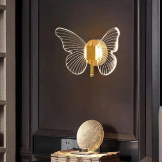 Vintage gold sconce butterfly – acrylic LED dimmable