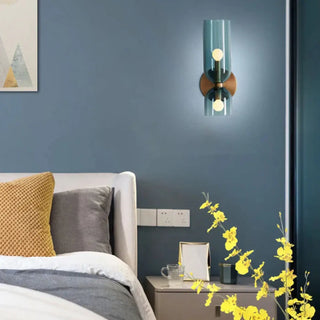 Blue frosted glass wall light E14 LED 35cm