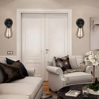 Vintage black wall sconce warm white 3000K close-up