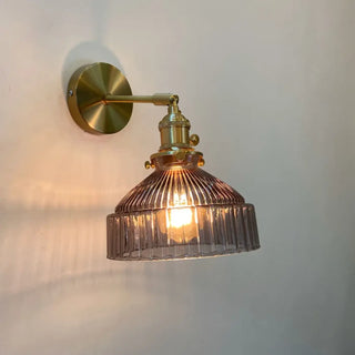 TIFFY chic vintage brass wall light tinted glass