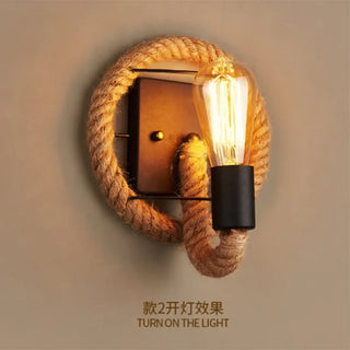 VINAH vintage rope wall sconce installed living room