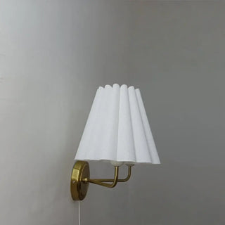 Pleated fabric gilded wall sconce E27 LED French style decor