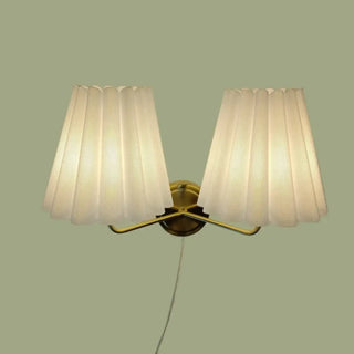 Vintage gold wall lamp E27 pleated shade French designer