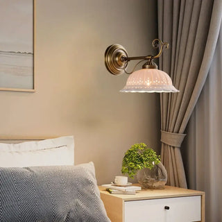 Cream vintage glass globe wall light – bronze bracket installed