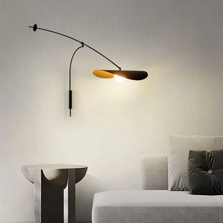 Oversized black wall light aluminum warm 3000K close-up
