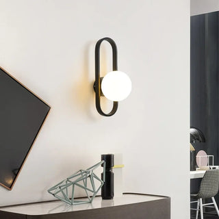 Oval minimalist wall sconce E27 LED black ball gold aluminium