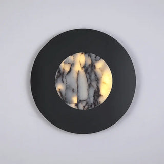 Marble round wall sconce black metal – LED 30cm side angle