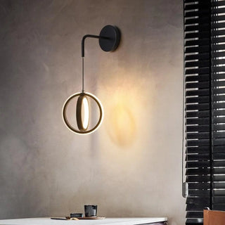 Modern bedroom double LED wall sconce black gold – side angle
