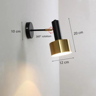 Black wall sconce E27 aluminum side profile view