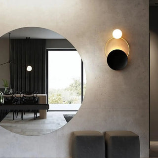 Gold eclipse wall sconce installed – G4 4W 3000K bedroom sconce