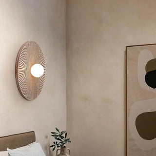 Outdoor wood and metal wall sconce – Mayan pattern gray 3000K G4 LED