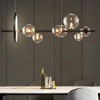 Suspension Art Déco – Lustre noir mat avec bulles en verre