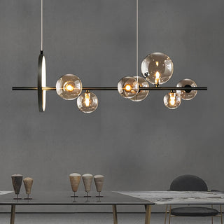 Suspension Art Déco – Lustre noir mat avec bulles en verre