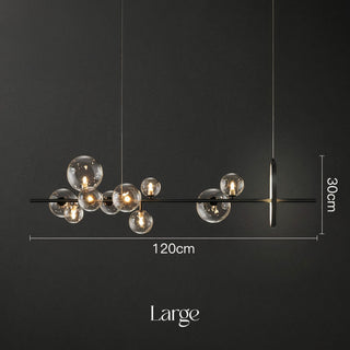 Suspension Art Déco – Lustre noir mat avec bulles en verre