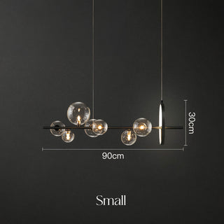 Suspension Art Déco – Lustre noir mat avec bulles en verre