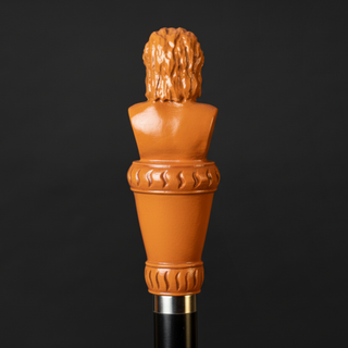 Postmodern ash wood sculptural accent handmade Italian walking cane handle view