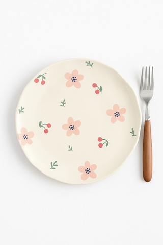 floral-motif ceramic dinner plate