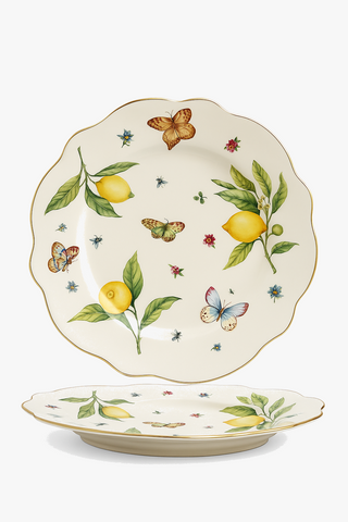 lemon-motif ceramic dinner plate